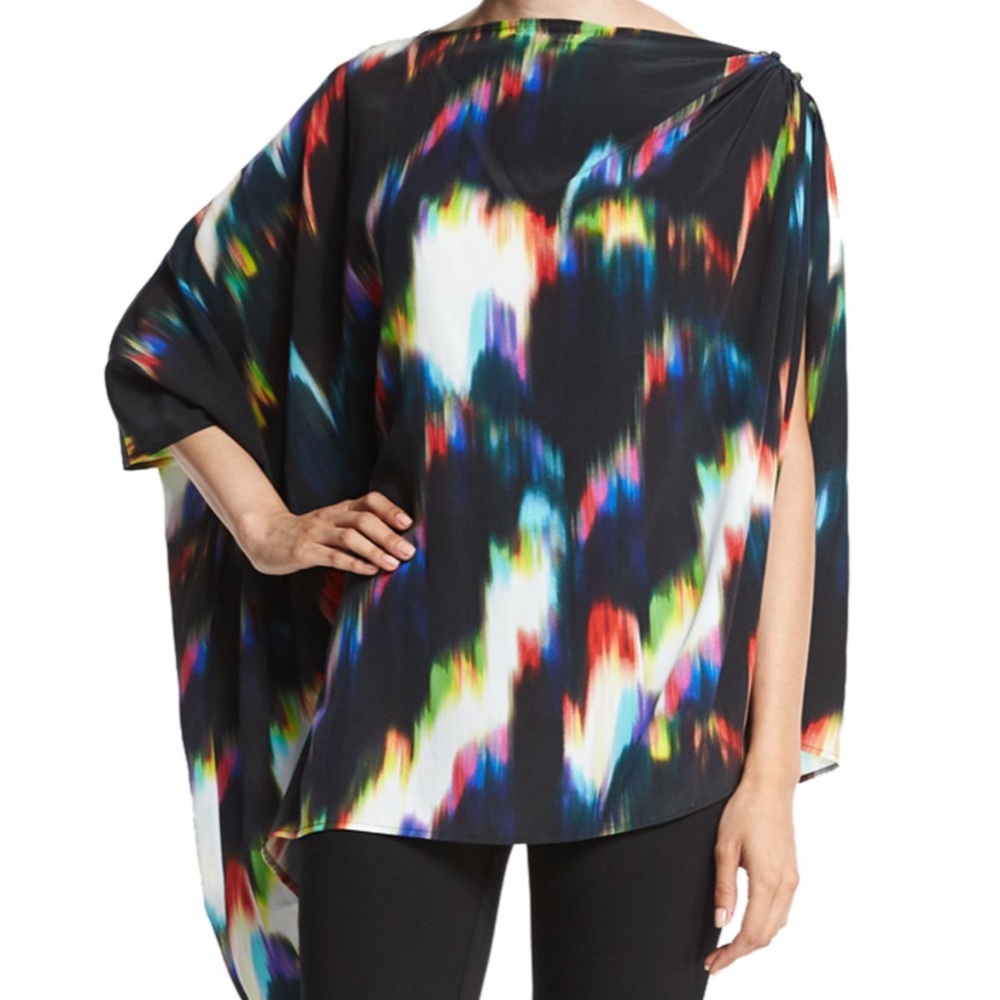 TrinaTurk 3/4-sleeve Tie Dye Poncho, Multi…